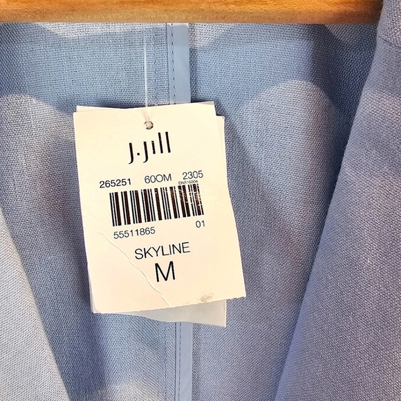 J. Jill Love Linen Blazer M Light Blue Soft Tailored Jacket Pastel Minimalism - Picture 13 of 15